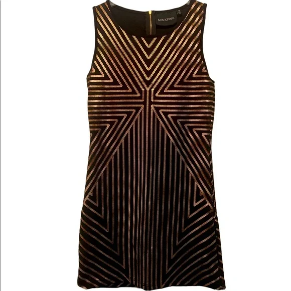 Mink Pink | Dresses | Mink Pink Knit Sheath Mini Dress Black And Rose Gold  | Poshmark